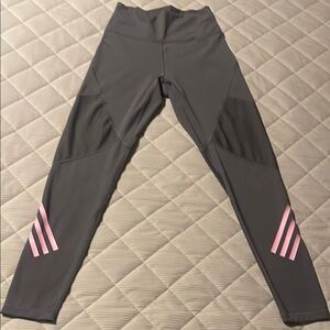 Adidas Charcoal Leggings with Pink Accents
